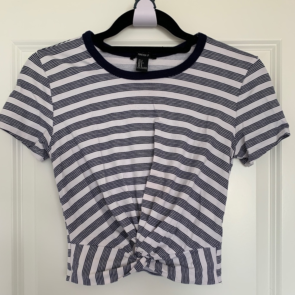 Navy and white crop top